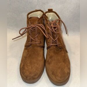 Brown Suede Lace-Up Boots